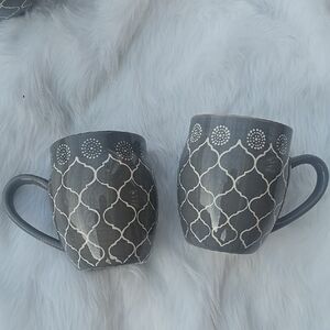 Baum Moroccan Grey Patterned Coffee Mug Set Of 2